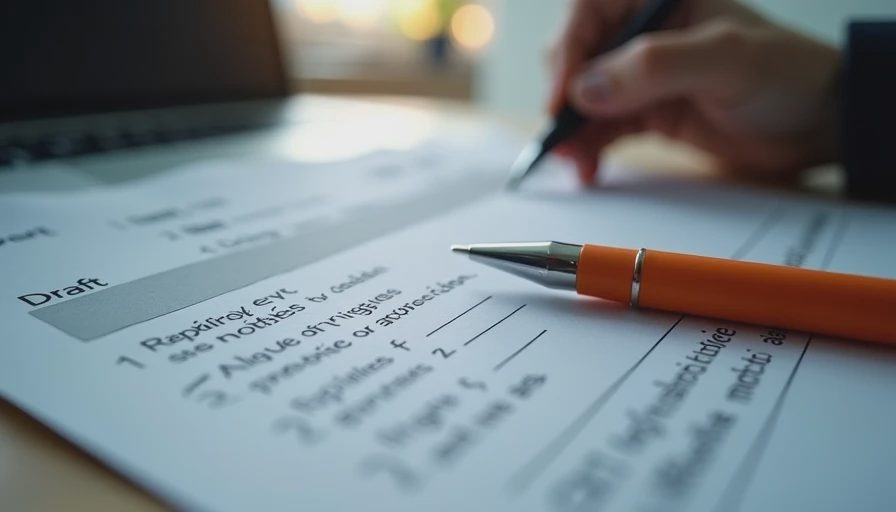 A documentary shot of a printed document draft on a desk with a pen reviewing and checking off a list.